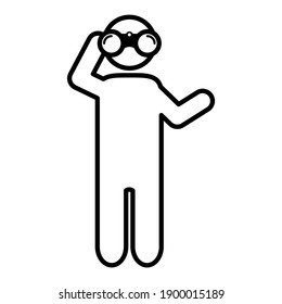 Using binoculars icon in modern outline style design. Vector illustration isolated on white background.