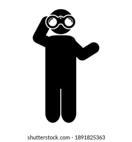 Using binoculars icon in modern silhouette style design. Vector illustration isolated on white background.