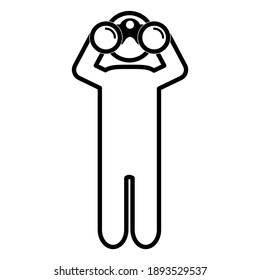 Using binoculars icon in trendy outline style design. Vector illustration isolated on white background.