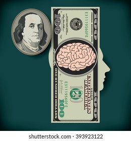 Using the brain to make money is the theme of this illustration