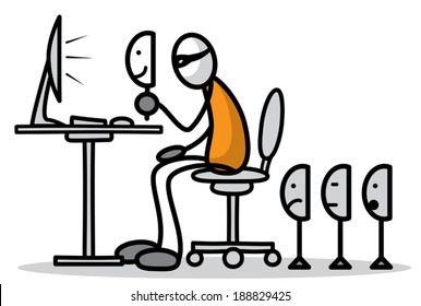 Using computer fun vector clip art. Illegal liar