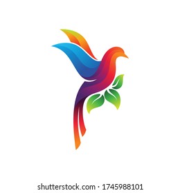using the concept of birds and leaves in full color