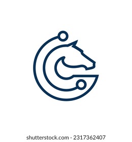 using the concept of a horse's head, circle line vector design template