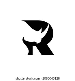 using the concept of the letter R and rhino into a unique and interesting concept 