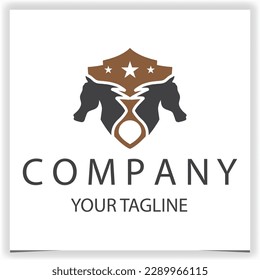 using the concept of a  silhouette horse's head shield logo premium elegant template vector eps 10