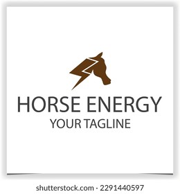 uso del concepto de cabeza de caballo de silueta y logotipo de energía premium plantilla elegante vector eps 10