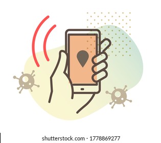 Using Contact Tracing App For Coronavirus - Icon As EPS 10 File