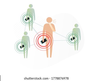 Using Contact Tracing App For Coronavirus - Icon As EPS 10 File