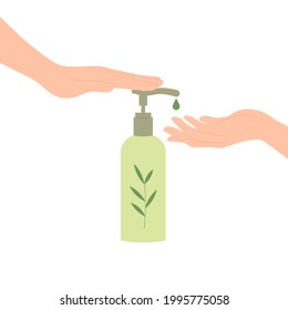 Using a cosmetic cream. Natural cosmetics. Vector illustration