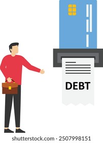 Using credit cards makes it into debt, Vector illustration in flat style

