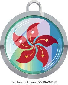 Using different glass, create  mirror Hong Kong Bauhinia