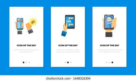 Using digital device flat icon set. Internet, connection, application isolated vector sign pack. Mobile device and technology concept. Vector illustration symbol elements for web design and apps