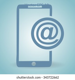 Using e-mail by phone vector icon