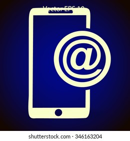 Using e-mail by phone vector icon