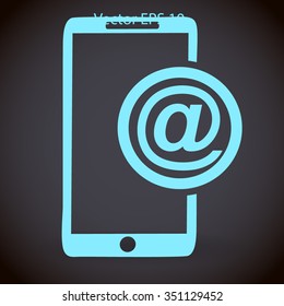 Using e-mail by phone vector icon