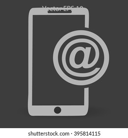 Using e-mail by phone vector icon