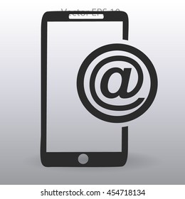 Using e-mail by phone vector icon