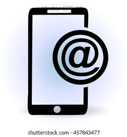 Using e-mail by phone vector icon