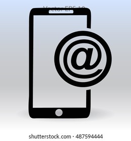 Using e-mail by phone vector icon