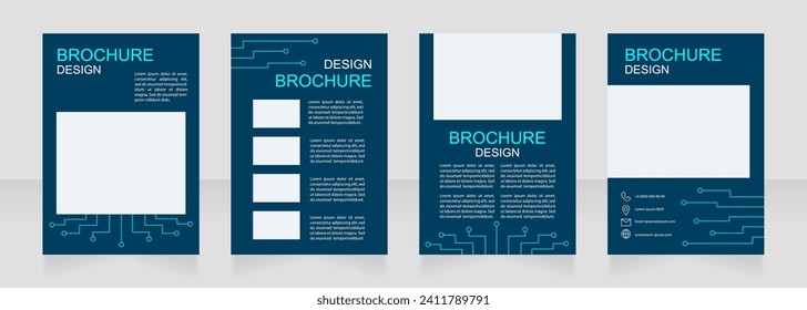 Using equipment for building system blank brochure design. Template set with copy space for text. Premade corporate reports collection. Editable 4 paper pages. Arial, Myriad Pro fonts used