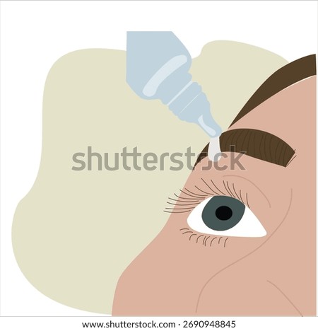using eye drops.Woman uses eye drops to improve vision or reduce dry pupils causing ophthalmic diseases. 