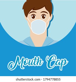 Using face mask. Coronavirus prevention. Biosafety protocols poster - Vector