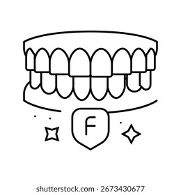 Uso de tratamientos con flúor Vector de icono de línea Uso de tratamientos con flúor signo. contorno aislado símbolo Negro Ilustración