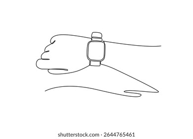 Using gadget concept. Single line draw design. Vector graphic illustration