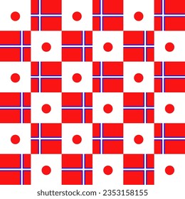 Using geometric shapes, squares, circles to design the flag of Japan. Vector and pattern background