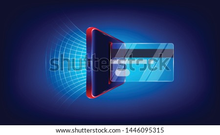 using glass credit card via luxury smartphone for your business marketing. background style. vector illustration eps10