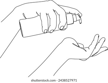 using handwash press hand wash bottle line art