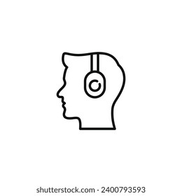 Uso del icono de línea de auriculares aislado en fondo blanco