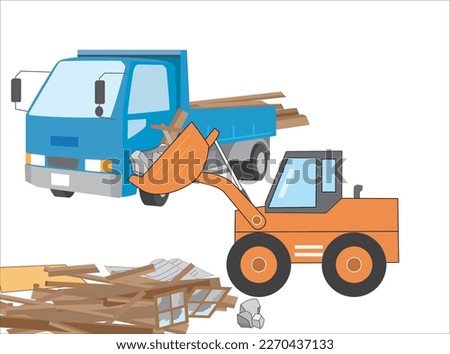 Using heavy machinery, we are working on dismantling a wooden house.