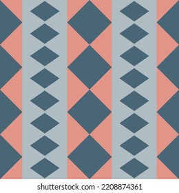 Using highlands-colored shade that composed of pink, grey and green to create geometric vector illustration of abstract seamless pattern for using as a wallpaper background.