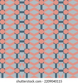 Using highlands-colored shade that composed of pink, grey and green to create geometric vector illustration of abstract seamless pattern for using as a wallpaper background.