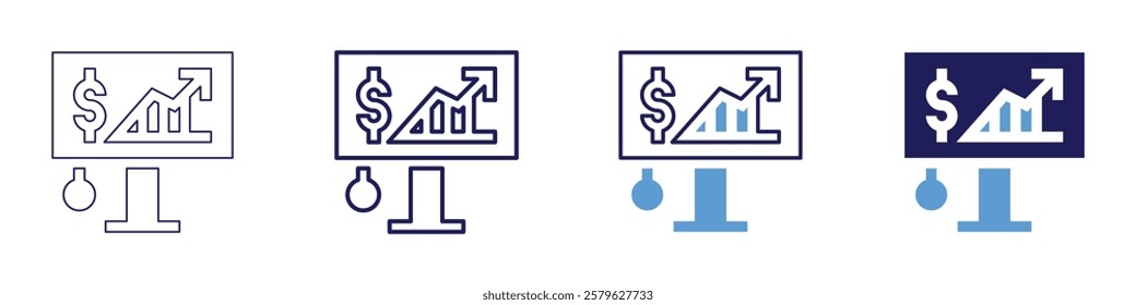 Using humor in presentations icon in 4 different styles. Thin Line, Line, Bold Line, Duotone. Duotone style. Editable stroke.