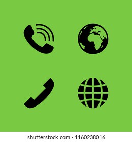 using icon. 4 using set with call, globe and phone vector icons for web and mobile app