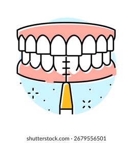 usando pincéis interdentais ícone de cor vetor. usando pincéis interdentais sinal. símbolo isolado ilustração