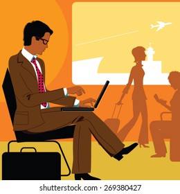 using internet in the airport terminal