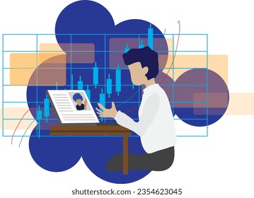 Usando internet para discutir el conocimiento efectivo del mercado de valores en los negocios, se abre la pantalla de comunicación , Póngase en contacto para hablar sobre inversiones y negocios