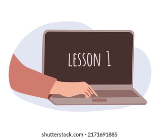 Uso del concepto de laptop en lección. Ilustración vectorial aislada