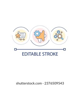 Using marketing preferences loop concept icon. Personal data. Consumer engage. App settings abstract idea thin line illustration. Isolated outline drawing. Editable stroke. Arial font used