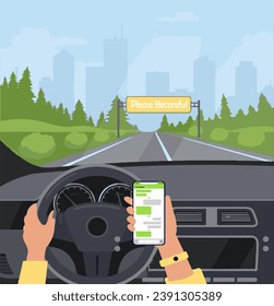 Using mobile phone while driving vector