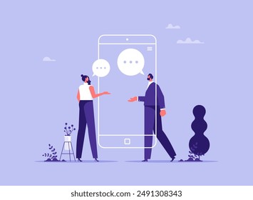 Using modern mobile application for communication concept, people using video chat app on smartphone