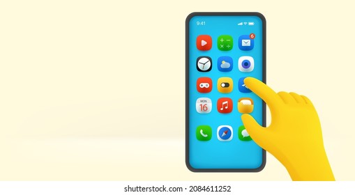 Using modern mobile phone. Vector banner with copy space