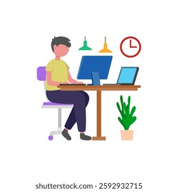 Using Multiple Screens cartoon character vector illustration
