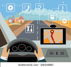 Using Navigator Modern Maps Applications Car Stock Vector (Royalty Free ...