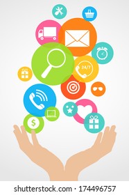 Using Online Services Concept Flat Vector Illustration