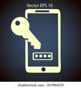 Using a password to prevent unauthorized access vector icon