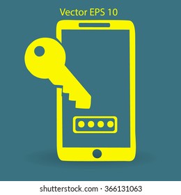 Using a password to prevent unauthorized access vector icon